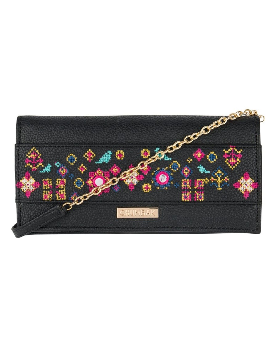 Others Chumbak | Floral Cross Stitch Sling Wallet - Chumbak