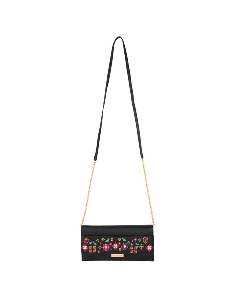 Others Chumbak | Floral Cross Stitch Sling Wallet - Chumbak