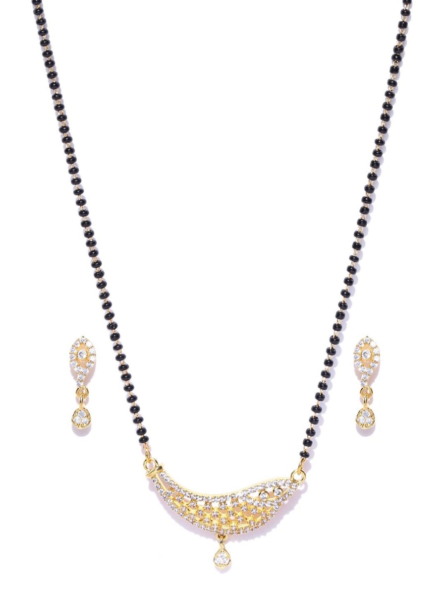 Jewellery Priyaasi | Women'S American Diamond Mangalsutra Set With Earrings - Priyaasi