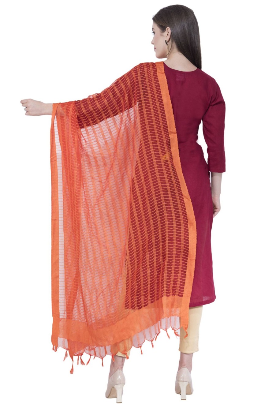 Women AR Silks | A R Silk Color Regular Dupatta Dupattas And Chunnis Orange