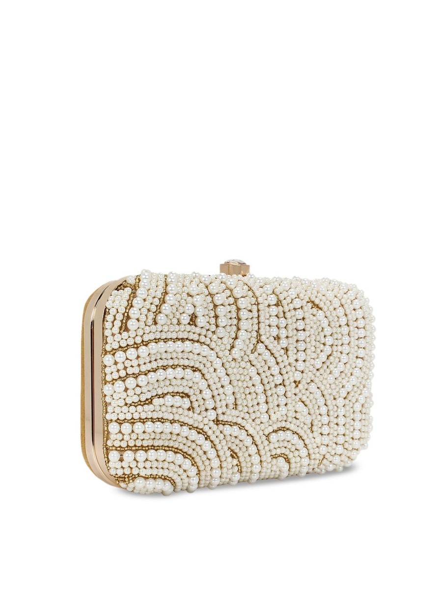 Others VASTANS | Women'S White Color Adorn Embroidered U0026 Embelished Party Clutch - Vastans