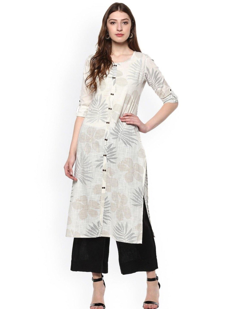 Women Janasya | Women'S Off White Cotton Kurta-Janasya