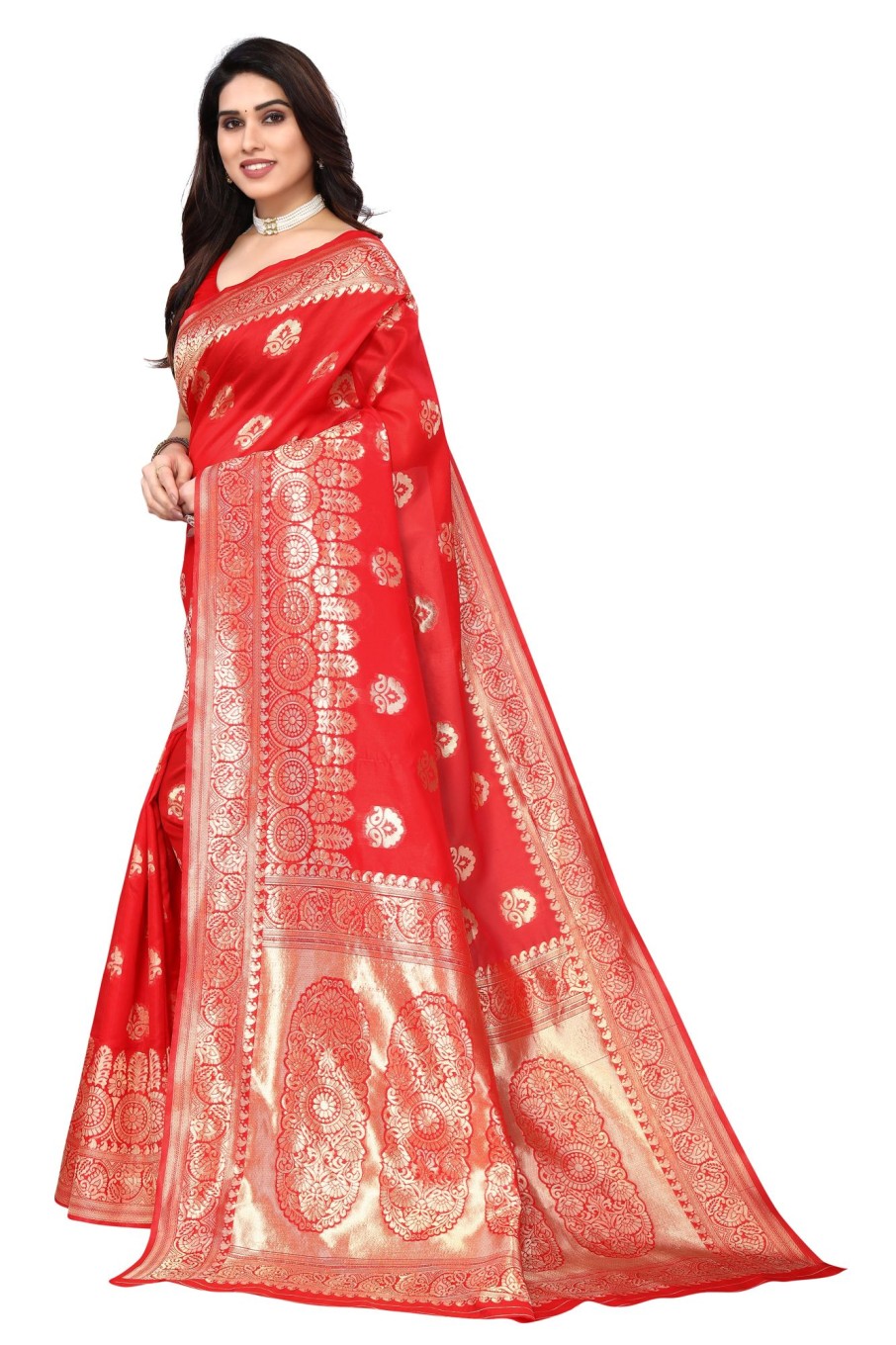 Women Varanga | Women'S Color Banarasi Silk Saree With Blouse - Varanga Red