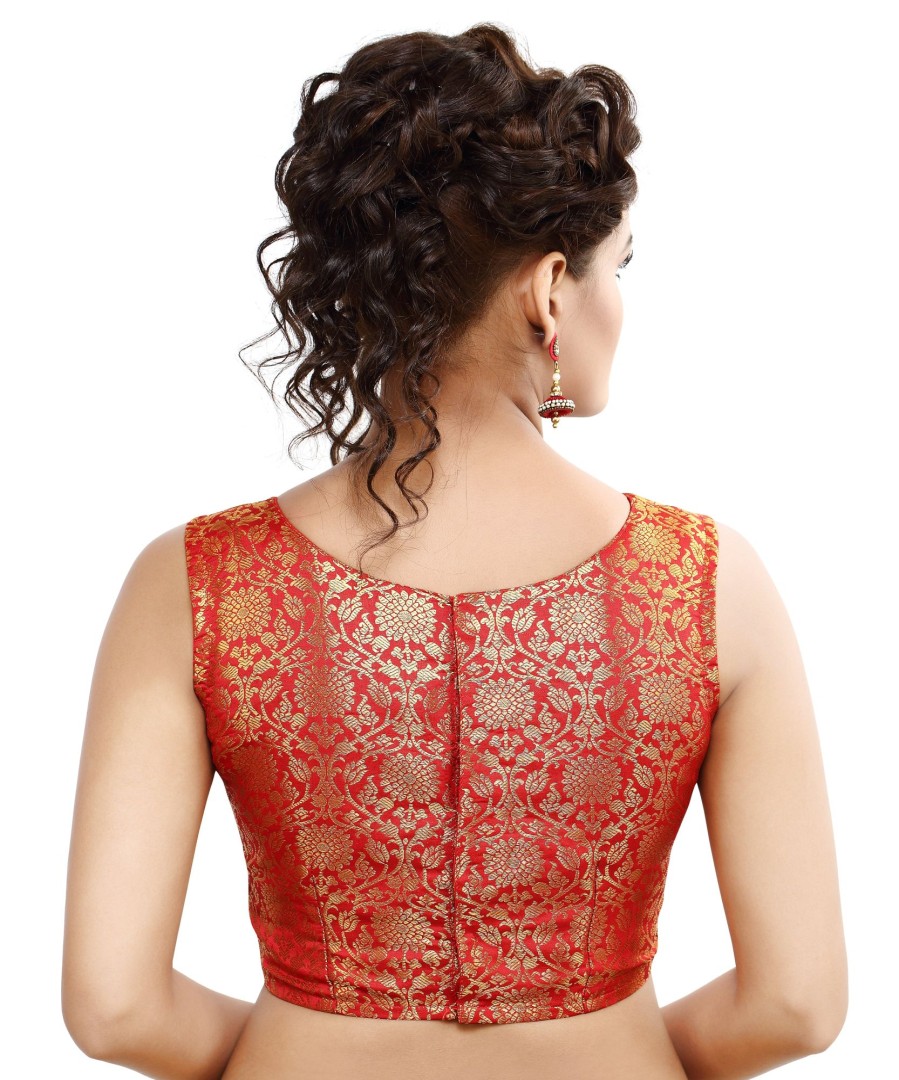 Women Madhu Fashion | Women'S Traditional Rich Banaras Brocade Sleeveless Readymade Saree Blouse - Madhu Fashion