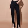 Women Lyush | Women'S Black Mid Rise Skinny Fit Slit Jeans - Lyush