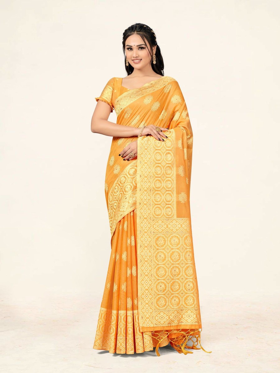 Women Sweet Smile | Women'S Color Stylish Saree With Blouse Set - Sweet Smile Mustard