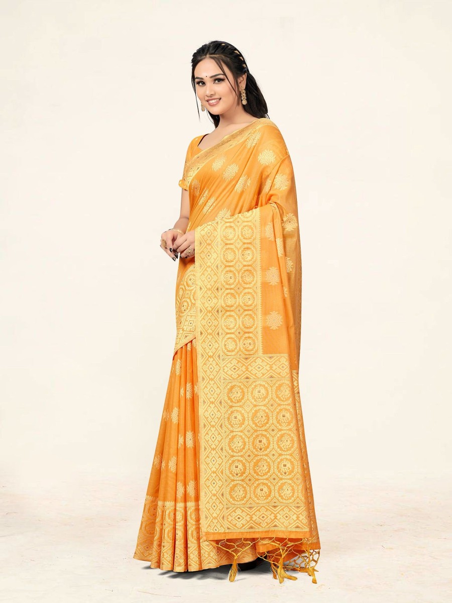 Women Sweet Smile | Women'S Color Stylish Saree With Blouse Set - Sweet Smile Mustard