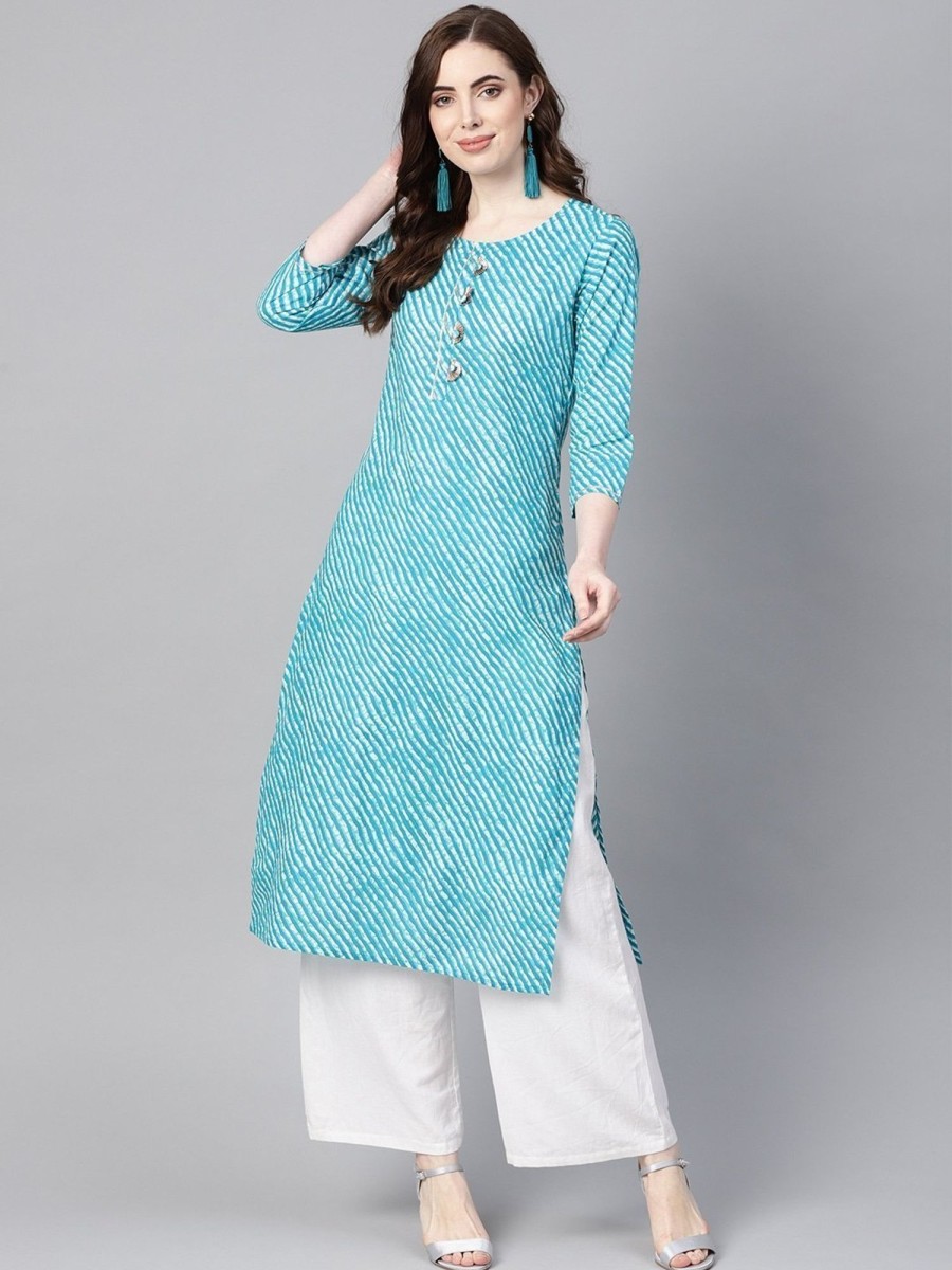 Women Yufta | Women'S Leheriya Kurta - Yufta Blue