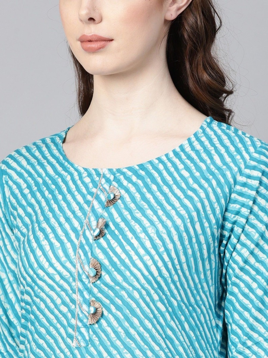 Women Yufta | Women'S Leheriya Kurta - Yufta Blue