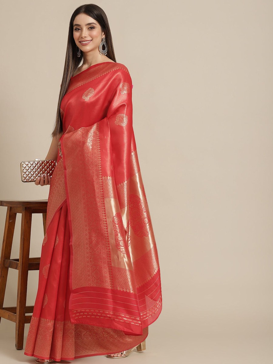 Women Varanga | Women'S Color Banarasi Silk Saree With Blouse - Varanga Red