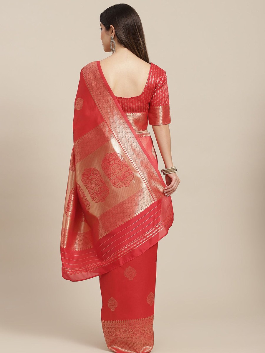 Women Varanga | Women'S Color Banarasi Silk Saree With Blouse - Varanga Red