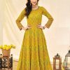 Women Monjolika | Women'S Mustard Color Georgette Heavy Work Full Length Anarkali Suit - Monjolika