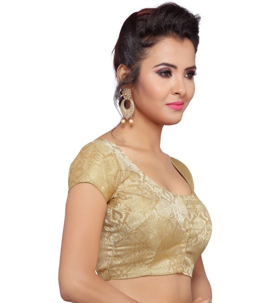 Women Shringaar | Women Gold Banarasi Brocade Saree Blouse By Shringaar (1Pc)