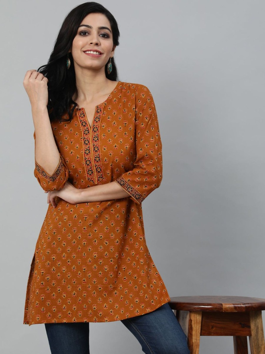 Women Nayo Clothing USA | Copy Of Women'S Mustard U0026 Red Printed Tunic - Nayo Clothing Usa