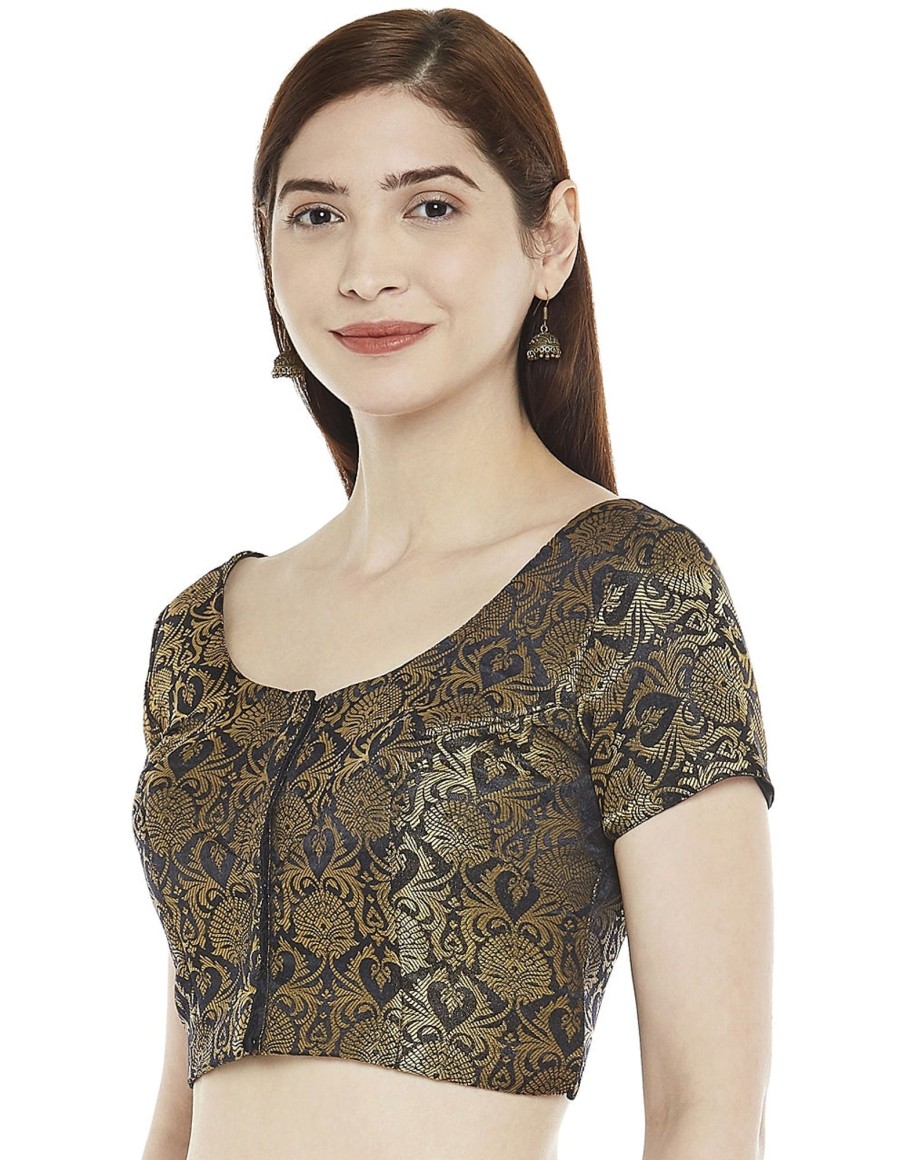 Women Shringaar | Women Black Brocade Saree Blouse By Shringaar (1Pc)