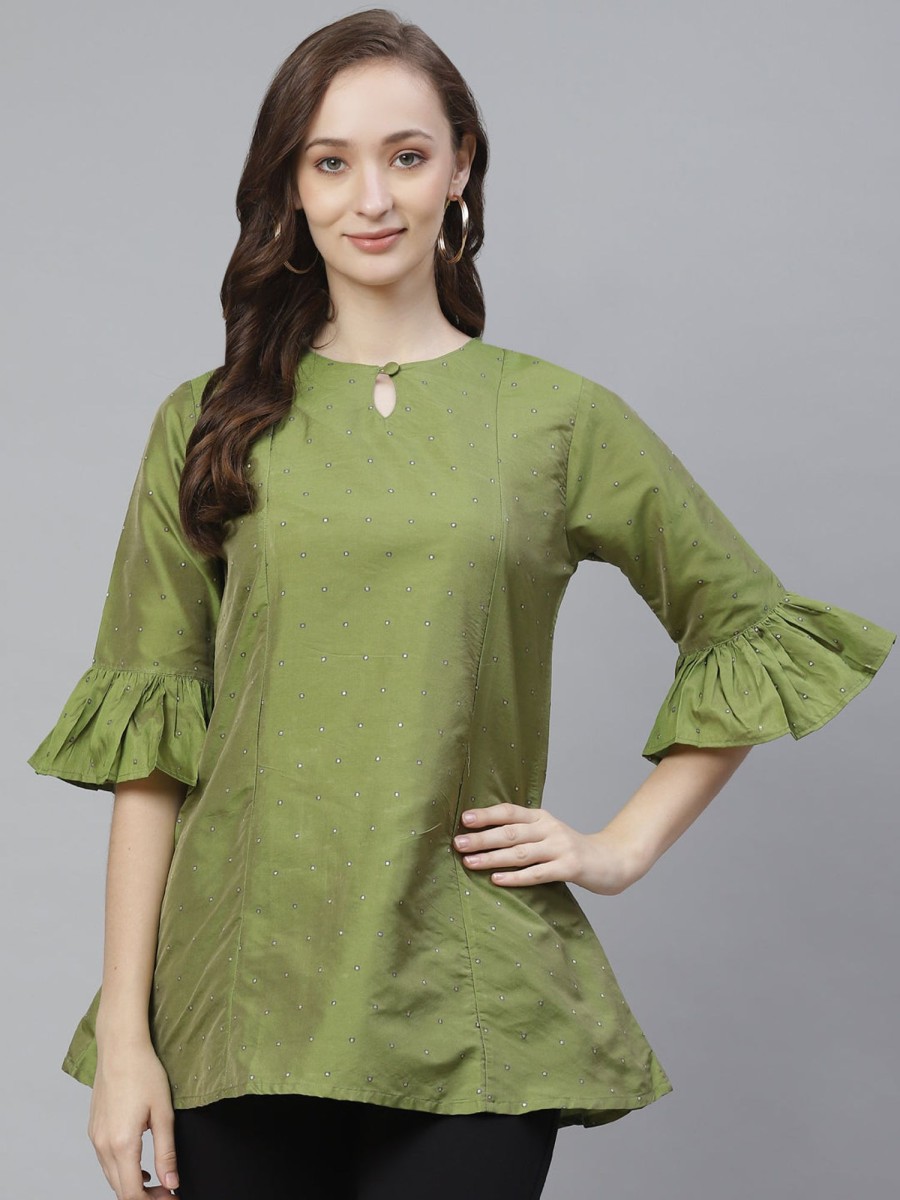 Women Bhama Couture USA | Pista Green Tunic - Bhama Couture Usa