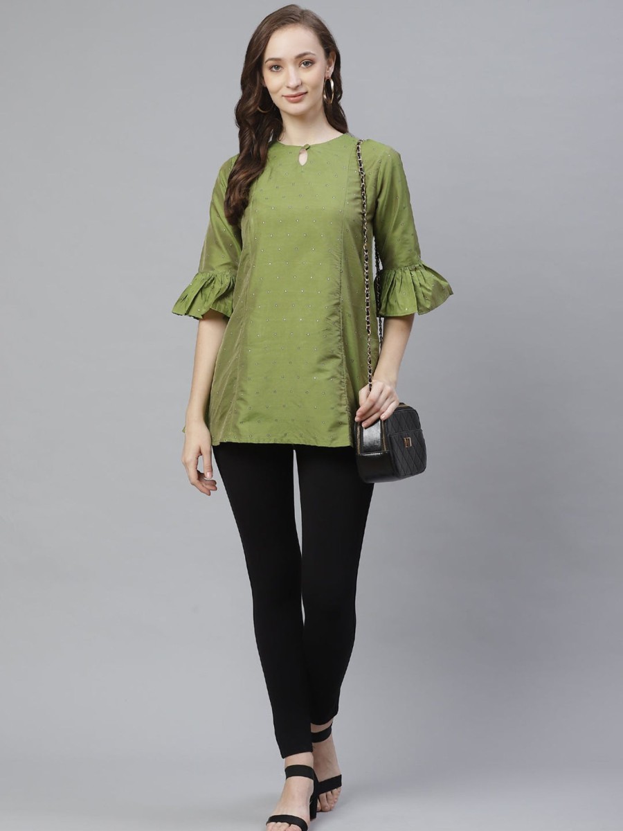 Women Bhama Couture USA | Pista Green Tunic - Bhama Couture Usa