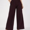 Women Lyush | Women'S Burgundy Front Dart Palazzo Pants - Lyush