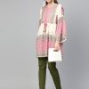 Women Bhama Couture USA | Beige U0026 Pink Printed Tunic - Bhama Couture Usa