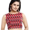 Women Madhu Fashion | Women'S Sleeveless Readymade Ikat Print Pure Cotton Blouse - Madhu Fashion Maroon