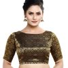 Women Madhu Fashion | Women'S Polyester Half Sleeve Saree Blouse - Madhu Fashion Black