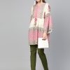 Women Wahe-NOOR | Women'S Beige U0026 Pink Printed Tunic - Wahe-Noor