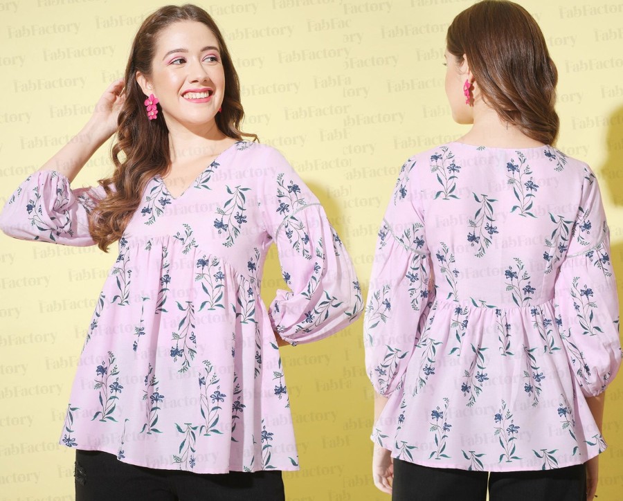 Women The Fab Factory | Women'S Rayon Top - The Fab Factory Pink