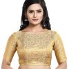 Women Madhu Fashion | Women'S Polyester Half Sleeve Saree Blouse - Madhu Fashion Gold