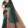 Women Varanga | Women'S Dark ::Gold Color Banarasi Silk Saree With Blouse - Varanga Green