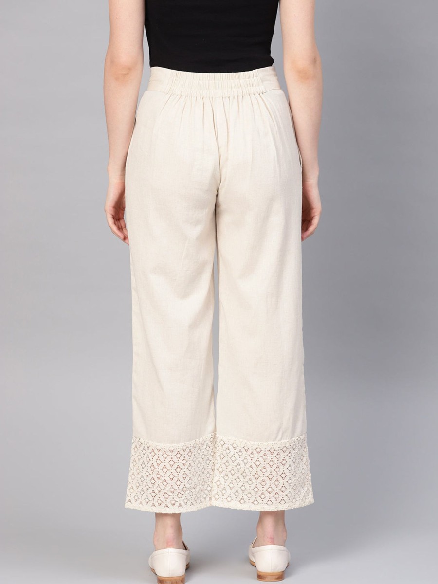 Women Juniper | Women'S Cotton Flex Solid Wide Leg Palazzo - Juniper Natural