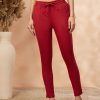 Women IMARA | Women'S Solid Straight Pants - Imara Red