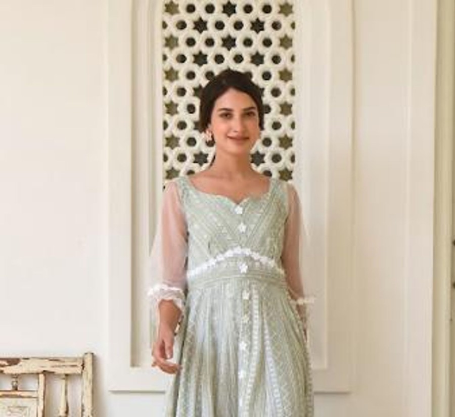 Women SARAS THE LABEL | Women'S Pastel Green Dress (1Pc) - Saras The Label