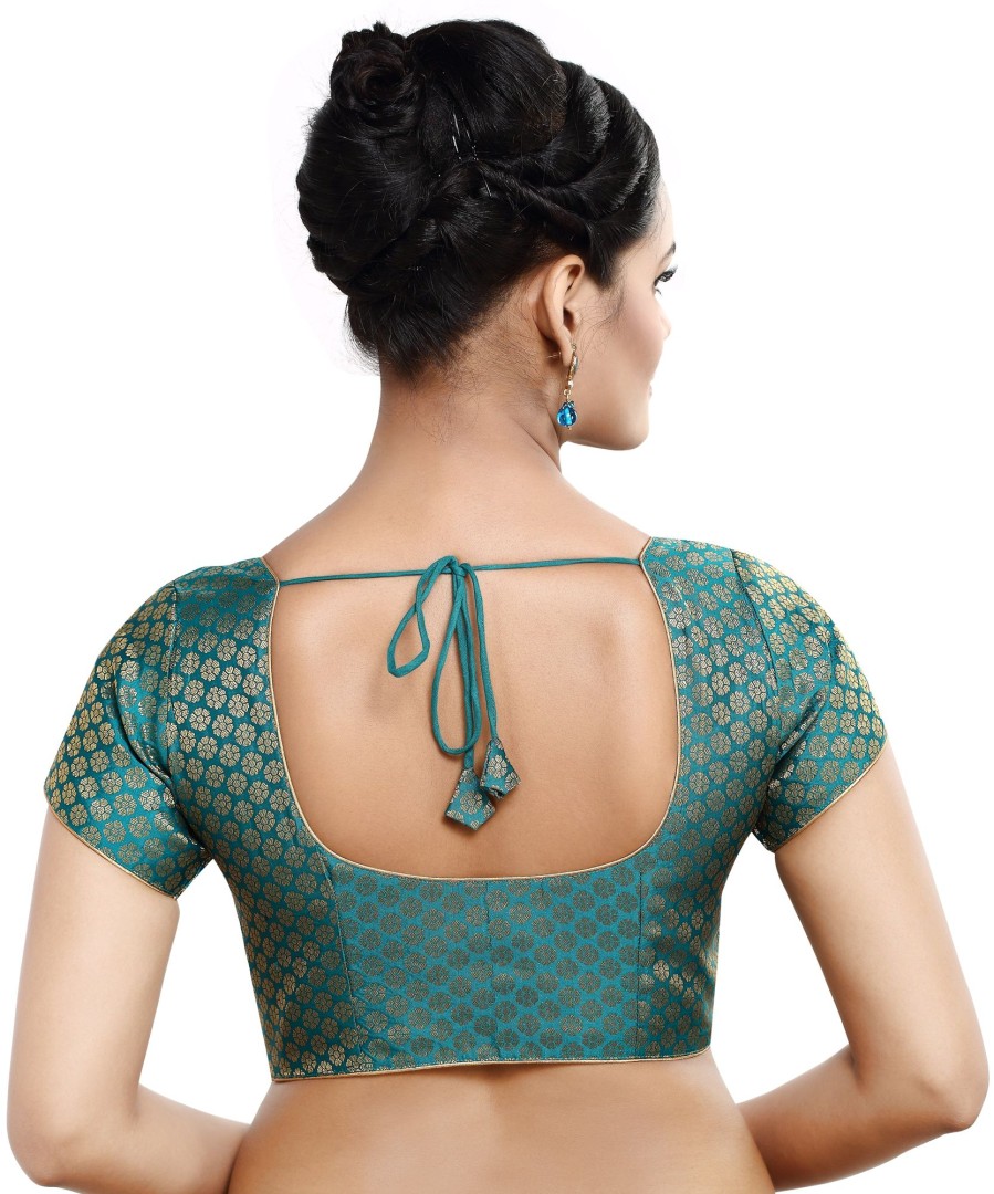 Women Madhu Fashion | Women'S Short Sleeves Banaras Brocade Readymade Saree Blouse - Madhu Fashion