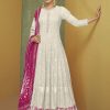 Women Monjolika | Women'S Faux Georgette Semi Stitched Embroidered Designer Suit - Monjolika Off White