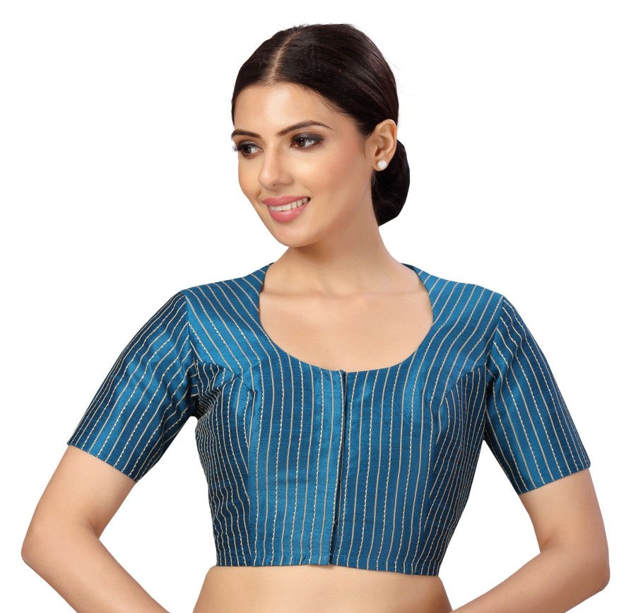 Women Shringaar | Women'S S Polyester Handloom Silk Saree Blouse. - Shringaar Blue