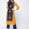 Women Aniyah | Women'S Block Printed Straight Kurta - Aniyah Mustard