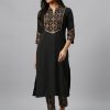 Women Ziyaa | Women Black Crepe Kurta By Ziyaa (1 Pc Set)