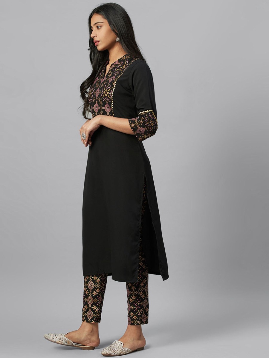 Women Ziyaa | Women Black Crepe Kurta By Ziyaa (1 Pc Set)