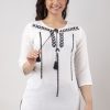 Women Charu | Women'S Embroidered Viscose Rayon Regular Top ( ) - Charu White