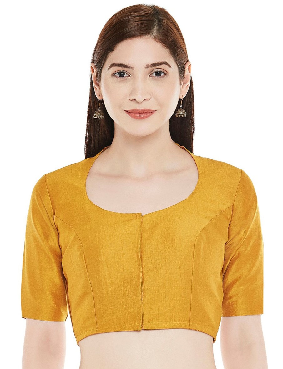 Women Shringaar | Women'S Polyester Solid Short Sleeve Saree Blouse. - Shringaar Yellow