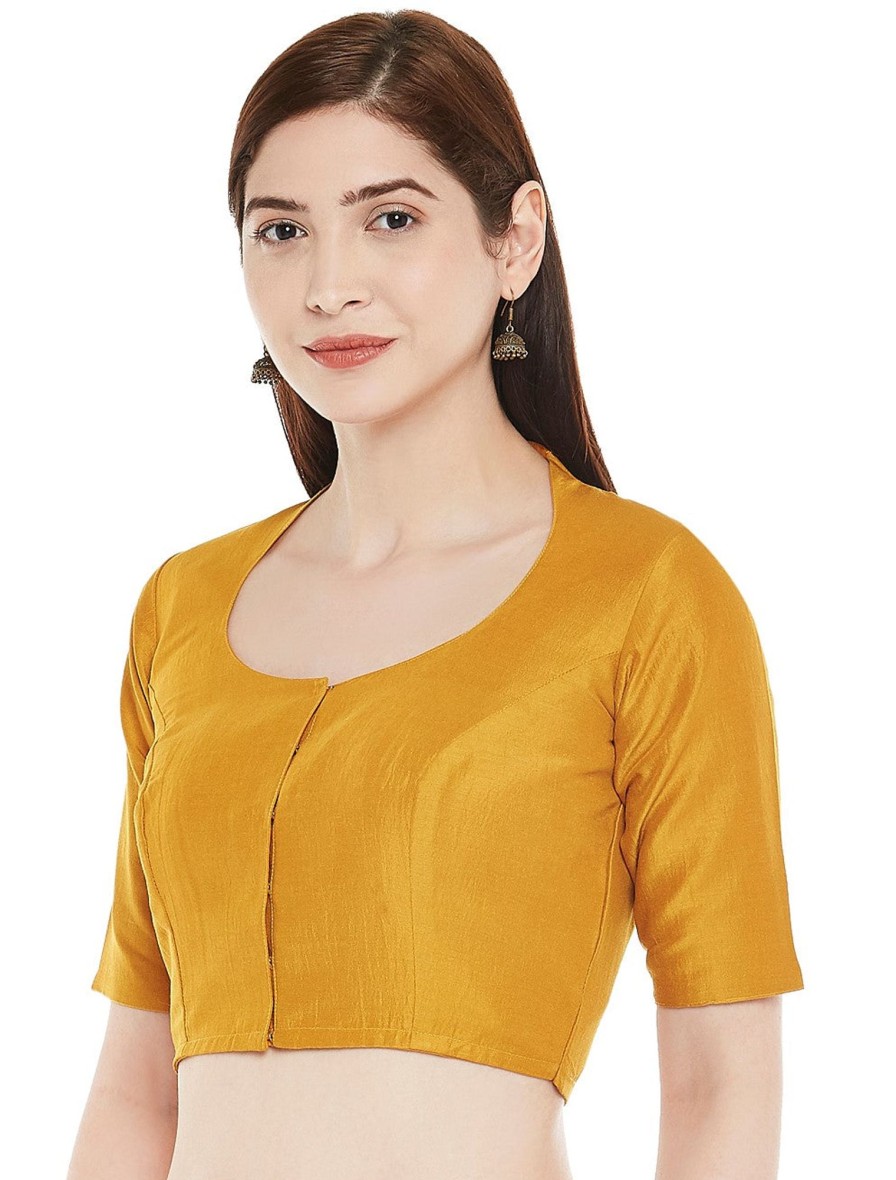 Women Shringaar | Women'S Polyester Solid Short Sleeve Saree Blouse. - Shringaar Yellow