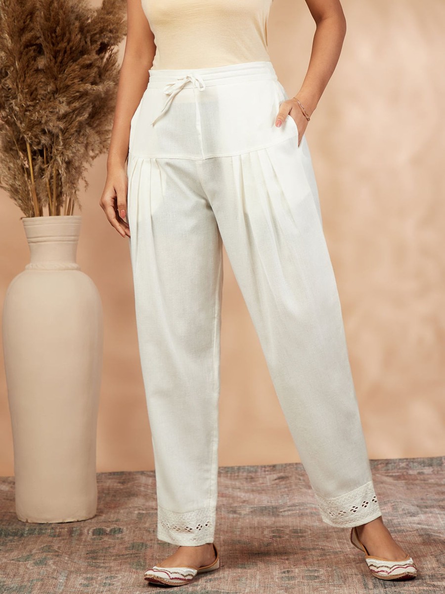 Women IMARA | Women'S Solid Off Straight Pants - Imara White