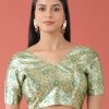 Women Royal Dwells | Women'S Lime Toned Polyester Gotta Print Readymade Blouse - Royal Dwells Green