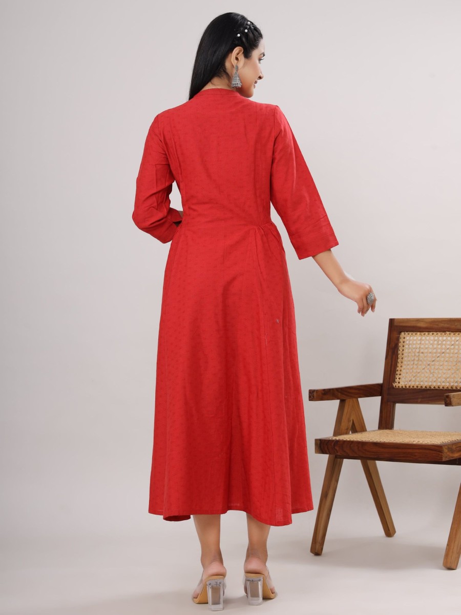 Women VASVI | Women'S Embroide Viscose Rayon Ethnic Dress( ) - Vasvi Red