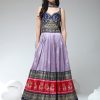 Women Phenav | Women'S Ethnic Motifs Printed V-Neck Embroidred Detailed Silk Fit Flare Ethnic Gown - Phenav Purple