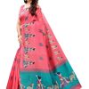 Women Vamika | Women'S Vamika Orange Kalamkari With Jhalar Khadi Silk Saree Maithali Vamika Pink