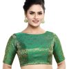 Women Madhu Fashion | Women'S Polyester Half Sleeve Saree Blouse - Madhu Fashion Green