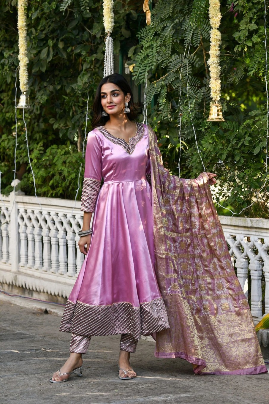 Women SARAS THE LABEL | Women'S Mauve Anarkali Suit Set With Dupatta- (3Pcs) - Saras The Label