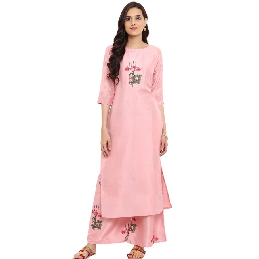 Women Ziyaa | Women Silk Kurta By Ziya Pink