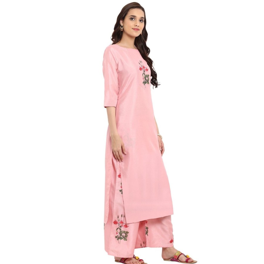 Women Ziyaa | Women Silk Kurta By Ziya Pink